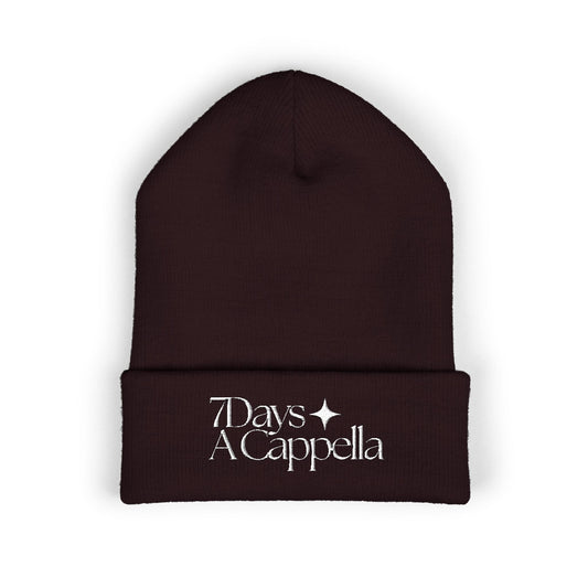 Embroidered '7 Days A Cappella' Cuffed Beanie — Cozy Winter Music Gift
