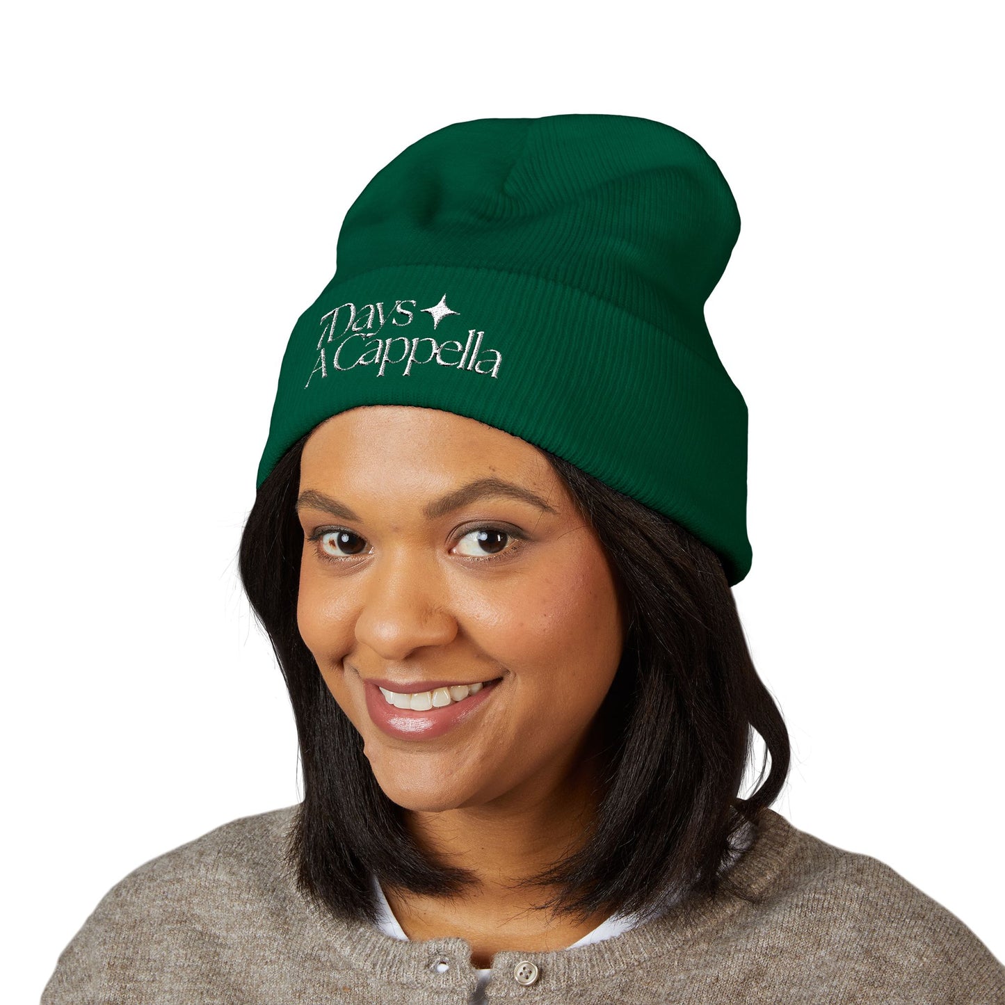 Embroidered '7 Days A Cappella' Cuffed Beanie — Cozy Winter Music Gift