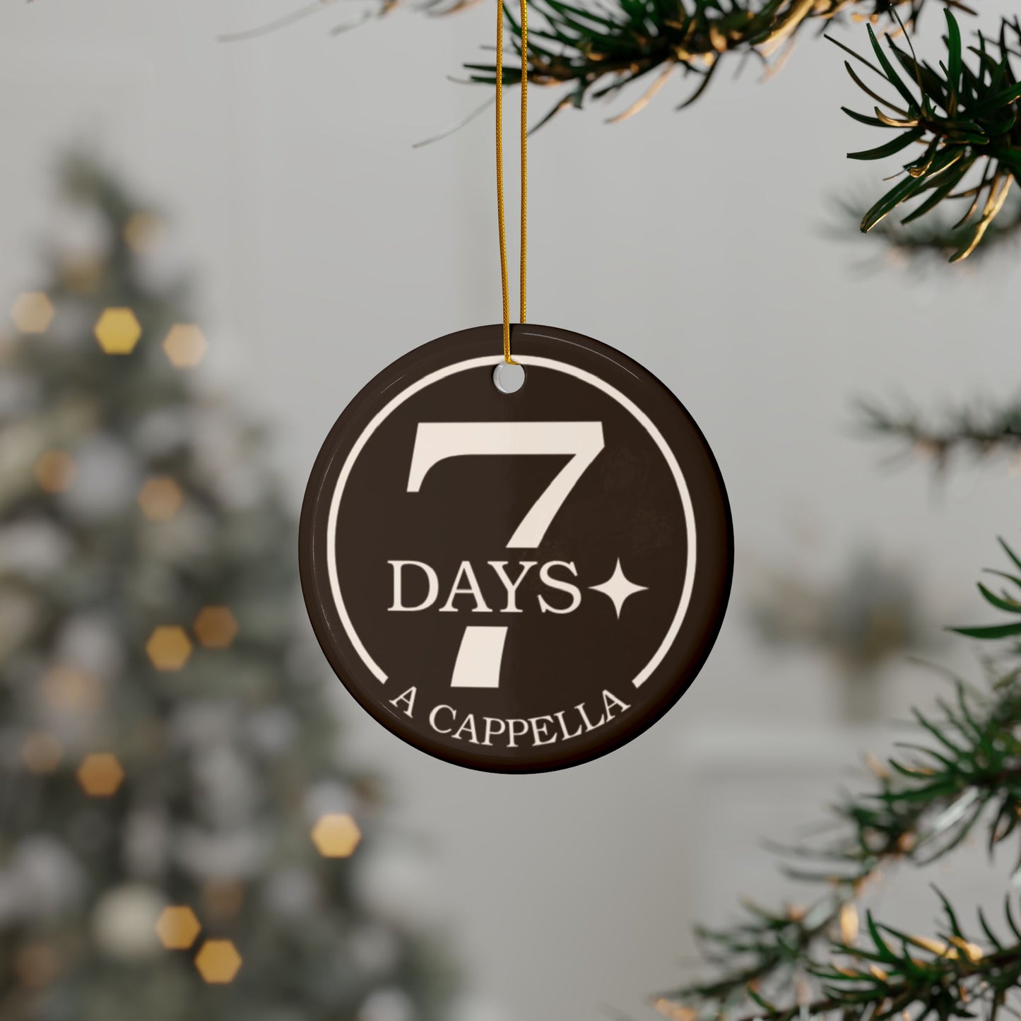 7 Days A Cappella Decorative Ceramic Ornament — Round Double-Sided Holiday Keepsake