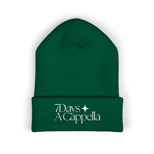Embroidered '7 Days A Cappella' Cuffed Beanie — Cozy Winter Music Gift