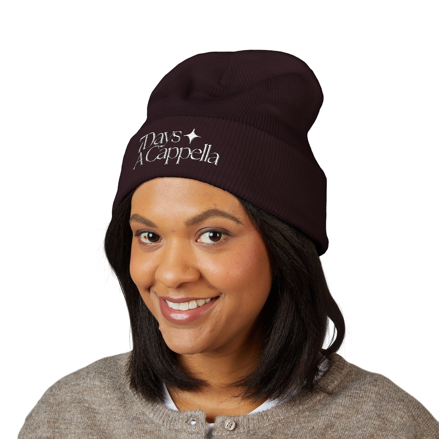 Embroidered '7 Days A Cappella' Cuffed Beanie — Cozy Winter Music Gift
